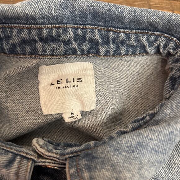 Le Lis Collared Short Sleeve Denim Romper size Small - Picture 3 of 6